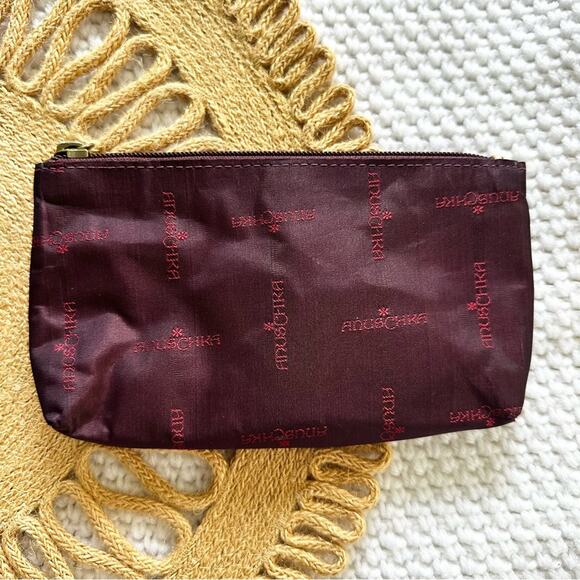 Anuschka Purple Wine Jacquard Branded Replacement Small Zip Cosmetic Coin Pouch - Picture 2 of 5